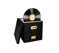 CHENGAIJIAN Estante para CD Caja de almacenamiento de discos de vinilo de tela cuadrada de lino y algodón de 12 pulgadas for sala de estar, dormitorio, oficina(Black)