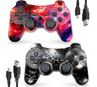 CHENGDAO Mando Inalámbrico Para PS3, Controller Play 3 Joystick Gamepad con Doble Vibración Six-Axis Compatible con PlayStation 3 (Galaxy + Skull)