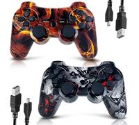CHENGDAO Mando para PS3 2 Pack Mando Inalámbrico para PS3 Wireless Controlador con Doble Vibración, Gyro Axis, Mando para PS3 Gamepad Joystick con 2 cables de carga
