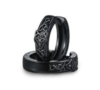 CHENGHONG Pendientes de aro de lobo para hombre, plata de ley 925, diseño de nudo celta vikingo negro, joyería de runa nórdica, joyería para mujer, regalo para el día del padre