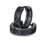 CHENGHONG Pendientes de nudo celta negro de plata de ley 925, aretes de aro negros para hombres, joyería irlandesa, regalos para mujeres, /, Plata de ley, Sin piedra preciosa