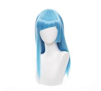 chenghuax Adecuado for la Batalla de la Espalda de la maldición Tres Ronda Kasumi Cosplay Wig Bangs Oblicuo Blue Cabello Largo y Recto (Color : As Show, Size : One Size)