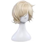 chenghuax Anime Cosplay Rose Red Pelucas de Red 100% Fibra Resistente a Alta Temperatura Beige Corta Corta Straight Hair 12Inches