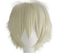 chenghuax Moda Corta Spiky Cayered Anime Cosplay Peluca Halloween Navidad Carnaval Dress Up Pretend Play Party Pelucas Completas para Mujeres Hombres (Negro) (Color : Creamy White)