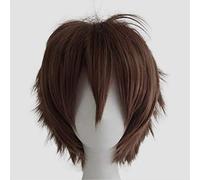 chenghuax Moda Corta Spiky Cayered Anime Cosplay Peluca Halloween Navidad Carnaval Dress Up Pretend Play Party Pelucas Completas para Mujeres Hombres (Negro) (Color : Dark Brown)