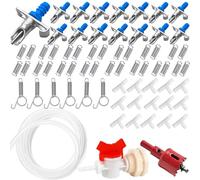 CHENGLAI El kit de sistema de riego automático para conejos incluye 15 comederos para pezones, manguera de 20 pies, conector de cubo del sistema de riego, abridor de agujeros, 6 cierres de resorte