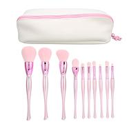 Chenglanhsjg Juego de brochas de Maquillaje para Cabello Fino y, Contorno, 10 Piezas con Bolsa de Almacenamiento, brochas cosméticas Rosas para Sombra de Ojos Colorete en Polvo