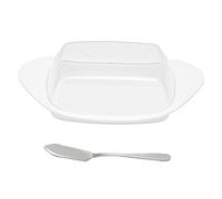 Chenglanhsjg Plato de mantequilla con forma de bote con caja de corte de mantequilla de grado de comida para alimentos para la cocina del hogar de ajedrez (Barco tipo caja de mantequilla blanca)