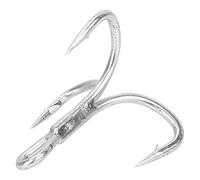 chengong Anzuelo Triple de Pesca de Plata, Anzuelo de Pesca de Mango Largo antioxidante, Pesca en el mar para Pesca Salvaje(Large 1/0# (10 pcs per Sale))