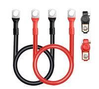 CHENGPI 5 AWG 16mm² Cables de Batería de Cobre 50cm con 2 Terminales, Cable Bateria Coche con Terminales de Anillo, Cable Batería Cables del Coche, Cable de 6V/12V/24V, 2 Piezas