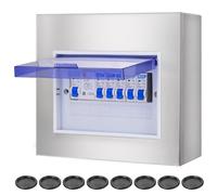 CHENGPI Armario Electrico de Acero Inoxidable 304,Caja Distribucion Electrica Montada En Superficie, Cuadro Electrico Premontado con Interruptor,Caja de Distribución Impermeable IP44|8 Módulos