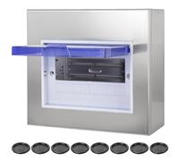 CHENGPI Armario Electrico de Acero Inoxidable 304,Caja Distribucion Electrica Montada En Superficie, Cuadro Electrico Premontado,Caja de Distribución Impermeable IP44|8 Módulos