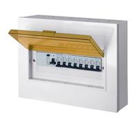 CHENGPI Caja de Distribución, Caja Eléctrica de Montaje Superficial con Disyuntor 4P Tipo A 40A 30mA FI RCCB y 8 Fusibles AC 1P B16, 12 Módulos, 1 Fila