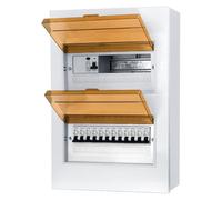 CHENGPI Caja de Distribución, Caja Eléctrica de Montaje Superficial con Disyuntor 4P Tipo A 40A 30mA FI RCCB y 12 fusibles AC 1P B16, 24 Módulos, 2 Fila