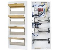 CHENGPI Caja de Distribución con Interruptor 4P FI Tipo A 40A 30mA FI RCCB y Disyuntor B16, Cuadro Electrico Superficie 4 Filas con Barra Colectora