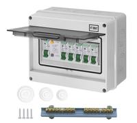 CHENGPI Caja de distribución con varillas de cobre, IP65 resistente al agua, caja de fusibles para hogar/oficina, 1 fila para 8 módulos HT