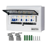CHENGPI Caja de distribución incorporada con Disyuntor Miniatura AC 2P e Interruptor Diferencial 1P+ N, Caja de Distribución con Barra de Tierra Cero Para Cableado- 12 Módulos