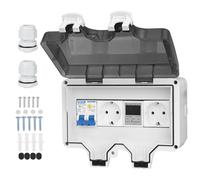 CHENGPI Caja Distribucion Electrica Montada En Superficie, Cuadro Electrico Premontado con Protección Contra Fugas 16A y Enchufe, Caja de Distribución Impermeable IP66|8 Módulos