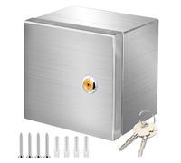 CHENGPI Caja Electrica Exterior Acero Inoxidable 304 con 1 * 2P Interruptor de Fugas 32A y El Zócalo Europeo 250V/16A, Caja Estanca Exterior Electrica Mural con Cerradura
