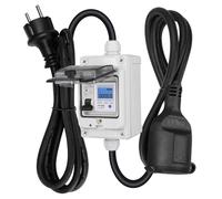 CHENGPI Contador de Electricidad Digital Móvil con Enchufe y Acoplamiento CEE, Enchufe Industrial Contador Electrico LED con Interruptor de Fugas para Caravanas, Vehículos Eléctricos, Camping o Metro.