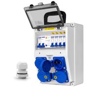 CHENGPI Distribuidor de Corriente de Construcción, IP65 Distribuidor de Pared para Obras con Disyuntor,Distribuidor de pared con IP54 230V / 16A Schuko toma de corriente