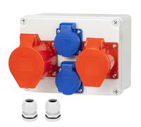 CHENGPI Distribuidor de Corriente Mural con Tomas Schuko IP54 y Toma de Corriente CEE 16A/32A, IP67 Caja de Distribución Eléctrica para Edificios