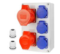 CHENGPI Distribuidor de Corriente para Montaje En Pared, Distribuidor de Corriente con Tomas Schuko IP54 3x230V y Toma de Corriente CEE 16A/32A, IP67 Caja de Distribución Portátil para Edificios