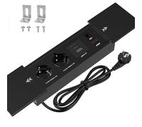 CHENGPI Enchufe de escritorio con cubierta deslizante, enchufe empotrado con 2 enchufes, 1 USB, 1 tipo C, interfaz de red HDMI TD, regleta eléctrica de aluminio para escritorio de oficina, cocina