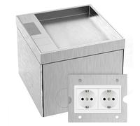 CHENGPI Enchufe Exterior Empotrable, Toma de Corriente Exterior con Clavija AC 250V/16A, Egleta Enchufes Oculto Resistente al Agua de Acero Inoxidable para Hogar,Oficinas/Enchufes de Suelo de Mármol