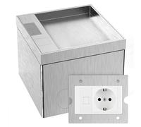 CHENGPI Enchufe Exterior Empotrable, Toma de Corriente Exterior con Clavija AC 250V/16A/HDMI, Egleta Enchufes Oculto Resistente al Agua de Acero Inoxidable para hogares, oficinas/suelos de mármol