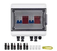 CHENGPI Protección contra Sobretensiones PV DC, Seccionador Protección contra Rayos Disyuntor DC 2 Cadena 500V 40A, IP65 Caja de Conexiones Solar a Prueba de Agua para Fotovoltaica (2 en 2 Fuera