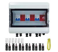 CHENGPI Protección contra Sobretensiones PV DC, Seccionador Protección contra Rayos Disyuntor DC 3 Cadena 500V 25A, IP65 Caja de Conexiones Solar a Prueba de Agua para Fotovoltaica (3 en 3 Fuera
