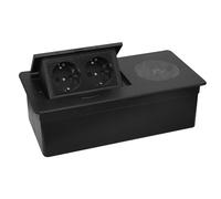 CHENGPI Regleta Con 2 Enchufes y Cargador Inalámbrico 15W, Enchufe Encimera Cocina, de Superficie, Empotrable Mesa