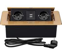 CHENGPI Regleta de Enchufes,Enchufe Multiple Retractible para Escritorio con 2 Enchufes EU,Regletas Enchufes con 2 Puertos USB para Encimera, Cocina, Taller