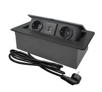 CHENGPI Regleta de Enchufes,Enchufe Multiple Retractible para Escritorio con 2 Enchufes EU,Regletas Enchufes con 2 Puertos USB para Encimera, Cocina, Taller