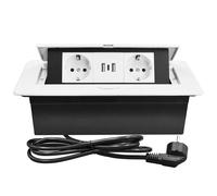 CHENGPI Regletas de Enchufes,Enchufe Multiple Retractible para Escritorio con 2 Enchufes EU,Regletas Enchufes con 2 Puertos USB+Type C para Encimera,Cocina,Taller