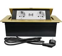 CHENGPI Regletas de Enchufes,Enchufe Multiple Retractible para Escritorio con 2 Enchufes EU,Regletas Enchufes con 2 Puertos USB+Type C para Encimera,Cocina,Taller