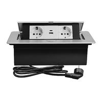 CHENGPI Regletas de Enchufes,Enchufe Retractible para Escritorio con 2 Enchufes EU,Regletas Enchufes con Puertos USB+Type C(PD18W para Encimera,Cocina,Taller,Cable de 1,8m