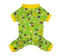 chengshao Funny Bee Dog Pyjamas - Mono Suave y elástico for Chihuahua Yorkie, Acogedor Pijama de Invierno con pies, Perfecto for Perros pequeños(Green,4XL)