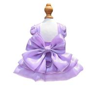 chengshao Primavera Verano Mascota Perro Vestido de Princesa Falda con Lazo Grande for Perros pequeños Gatos Schnauzer Shih Tzu Ropa for Cachorros(Purple,M-Suit 2.5-3.5kg)