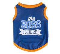 chengshao Ropa de Verano algodón for Gatos Sphynx, Ropa con Estampado Letras, Chaleco for Mascotas, Camisa for, Gotas, Gatitos, Camisas Garfield, for Mascotas(Blue Bo,XL-Advise 5.5-8kg)