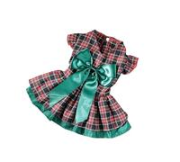 chengshao Vestido navideño for Perros a Cuadros, Traje clásico for Mascotas con Mangas Volantes, Ropa Festiva for pequeños y Cachorros, caniche, Invierno(Christmas Blue,XL (5-7.5kg))
