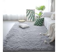 CHENGTT Lfombra de Pelo Largo 170 x 240 cm Lavable Antideslizante y Suave Alfombra Área para Habitacion Elegante para Habitacion Dormitorio Salon Comedor, Gris Claro