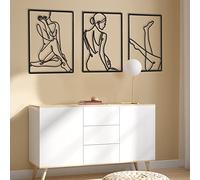 CHENGU 3 piezas de metal minimalista abstracto mujer arte de pared dibujo de línea de pared decoración de pared de una sola línea femenina para colgar en el hogar decoración de pared para cocina, baño