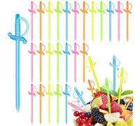 Chengu 500 palillos de espada de plástico de 3.15 pulgadas para cóctel a granel, paquete de palillos de aperitivos de acuarela, palillos de dientes para pirata o bajo el mar, playa, fiesta familiar