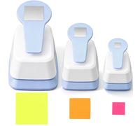 CHENGU Paquete de 3 perforadoras cuadradas de papel para manualidades de 2, 1 y 5/8 pulgadas con 10 calcomanías, cortador azul para hacer tarjetas, álbumes de recortes, fotos, suministros de oficina