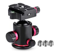 ChengyuWei Mefury Tripod Head, Rotating Panoramic Head for DSLR Cameras, 360 Degree Aluminum Alloy Head with Quick Release Plate, 3 Locking Knobs for Horizontal Vertical Photography, (Red)