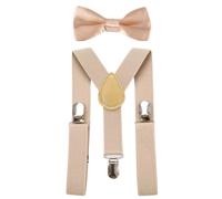 CHENGZI Kajeer - Juego de tirantes elásticos ajustables con pajarita para niños y niñas, beige, Talla única
