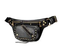 CHENHOJU Bolso de mano punk para mujer, bolso cruzado gótico medieval con asas moldeadas, pequeña de piel sintética, negro, Talla única