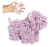 Chenille Hand Towel - Dog Shaped Fuzzy Ball Cleaning Cloth | Cute Cartoon Highly Absorbent Decorative Household Animal for Bathroom Kitchen, Soft Quick Dry Hanging Kids Adults Home Accessories